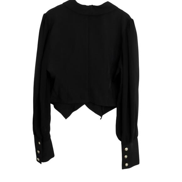 Shein Black Chiquease Contrast Mesh Bishop Sleeve Shawl Collar Blazer Large - Picture 5 of 9